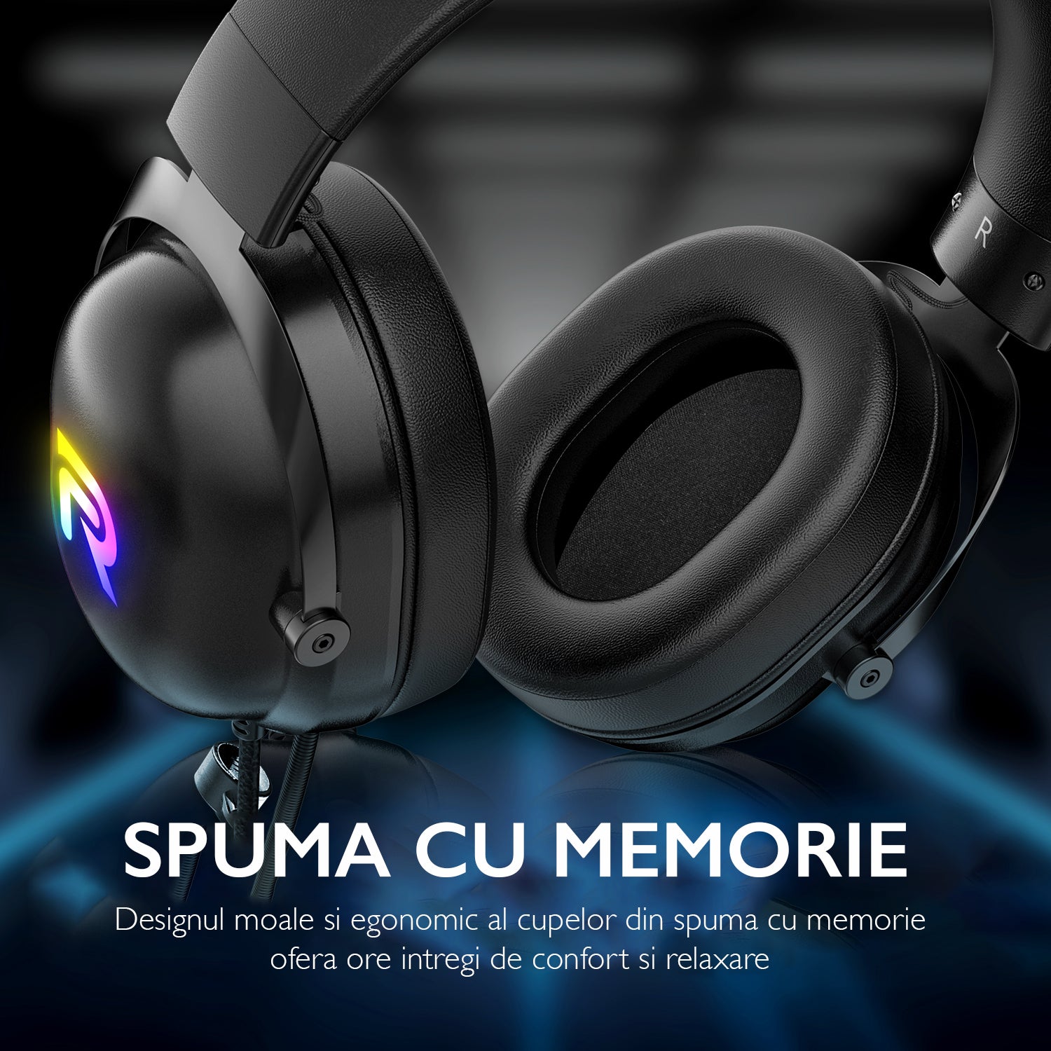 Casti gaming profesionale Runmus X11 USB, Negru Casti gaming profesionale Runmus X11 USB, Negru